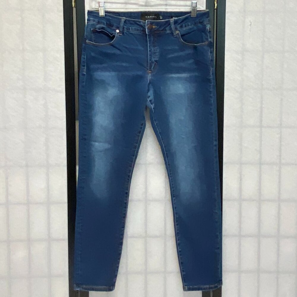 Tahari Chloe Fit Solution Skinny Jeans Mid Rise Stretch Faded Medium Wash Denim